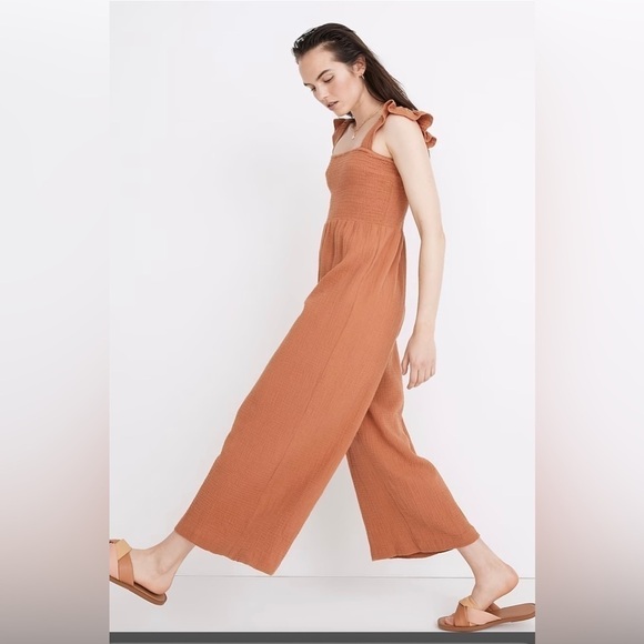 Madewell Lightspun Lucie Flutter Sleeve Jumpsuit ND921 Orange - Picture 4 of 8